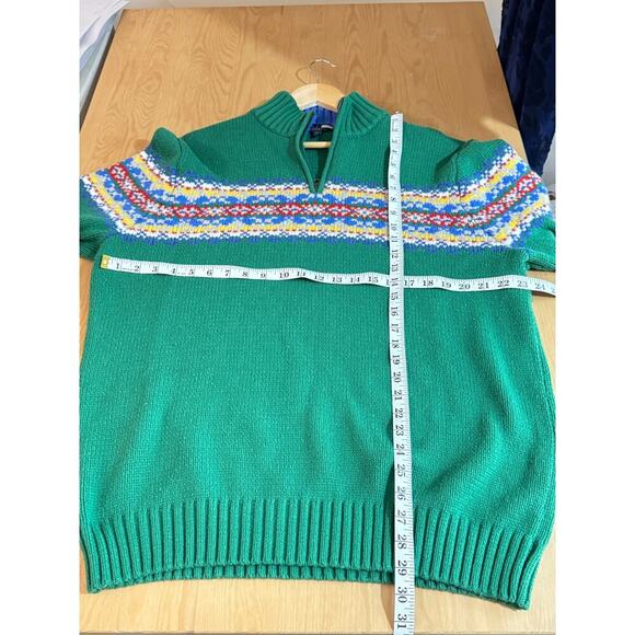 BODEN Men’s Fair Isle Quarter zip Sweater Green wool blend XXL Holiday Christmas - Picture 7 of 7